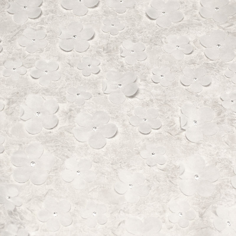 Mousseline cloqué 3D - Fleuri blanc optique