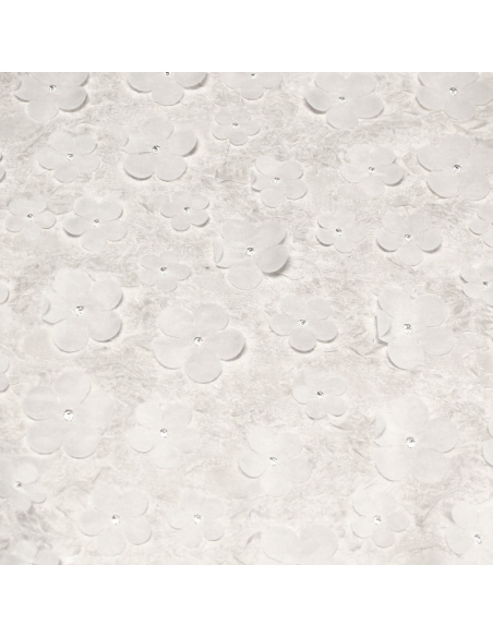 Mousseline cloqué 3D - Fleuri blanc optique