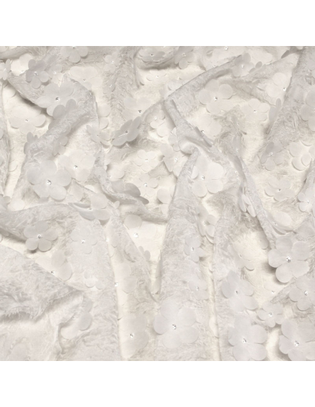 Mousseline cloqué 3D - Fleuri blanc optique