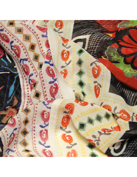 Patchwork georgette - Carré fleuri