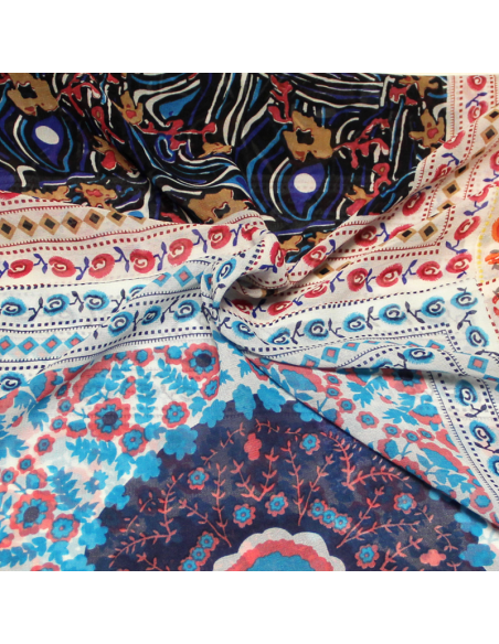 Patchwork georgette - Carré fleuri