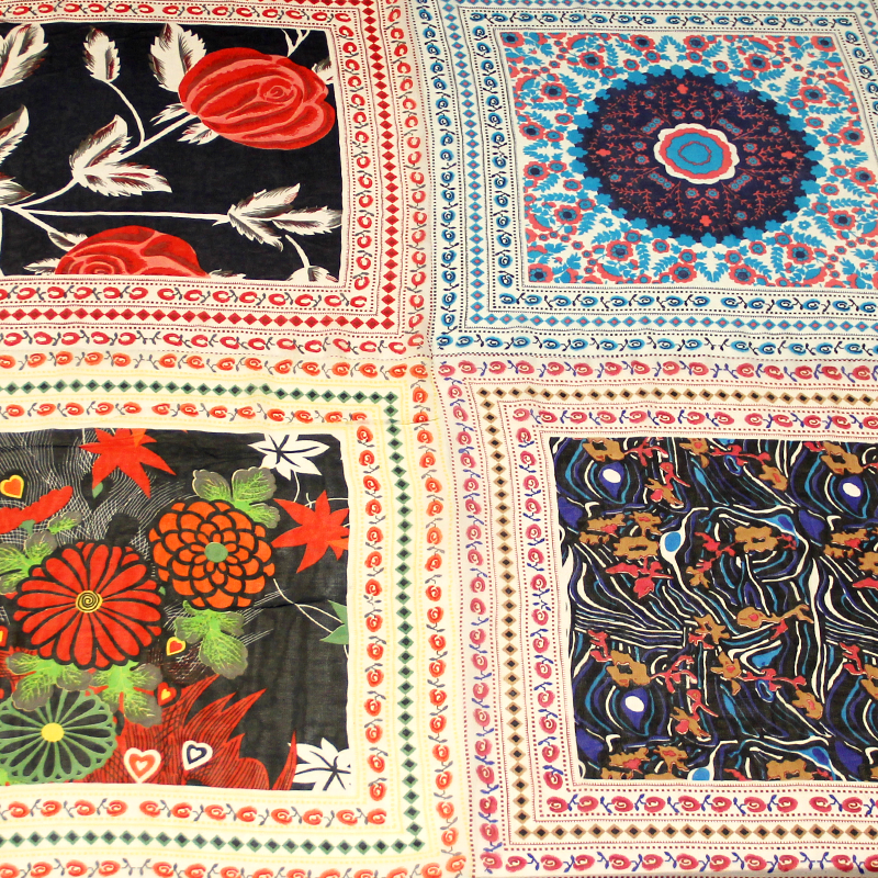 Patchwork georgette - Carré fleuri