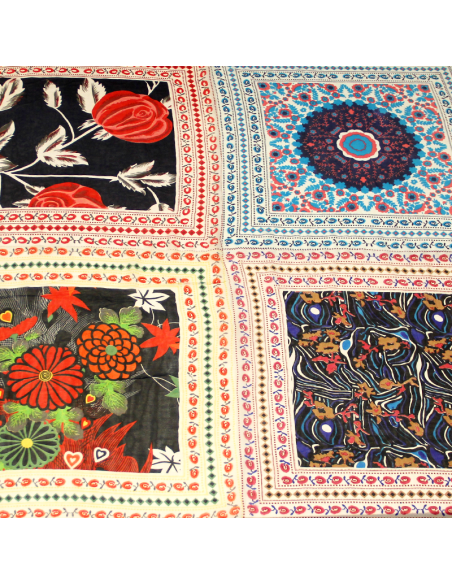Patchwork georgette - Carré fleuri