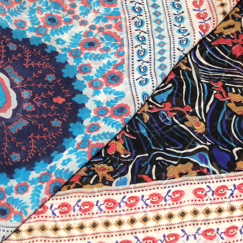 Patchwork georgette - Carré fleuri