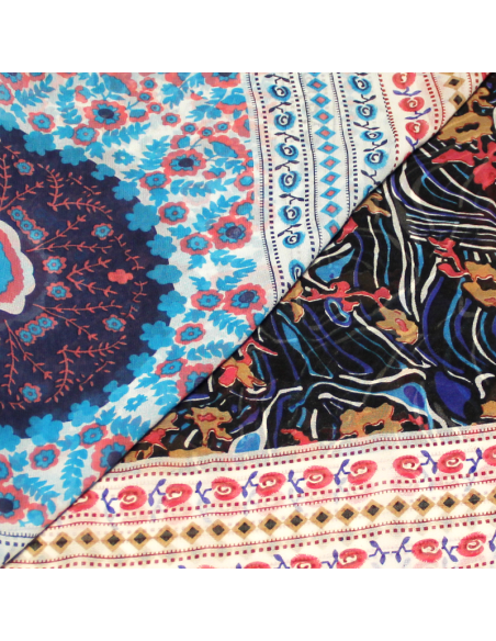 Patchwork georgette - Carré fleuri