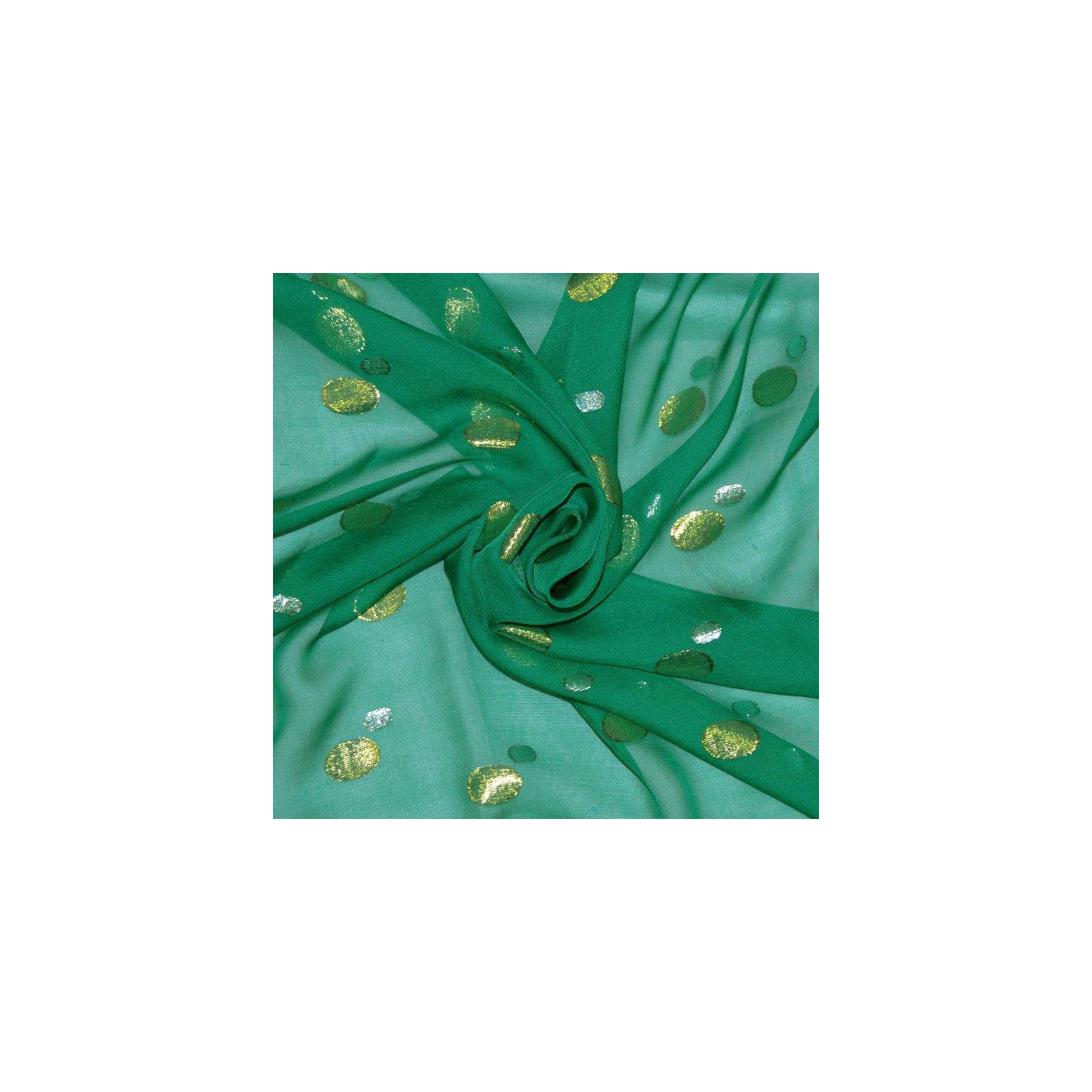 Mousseline de Soie vert dévorée avec fils irisés à pois