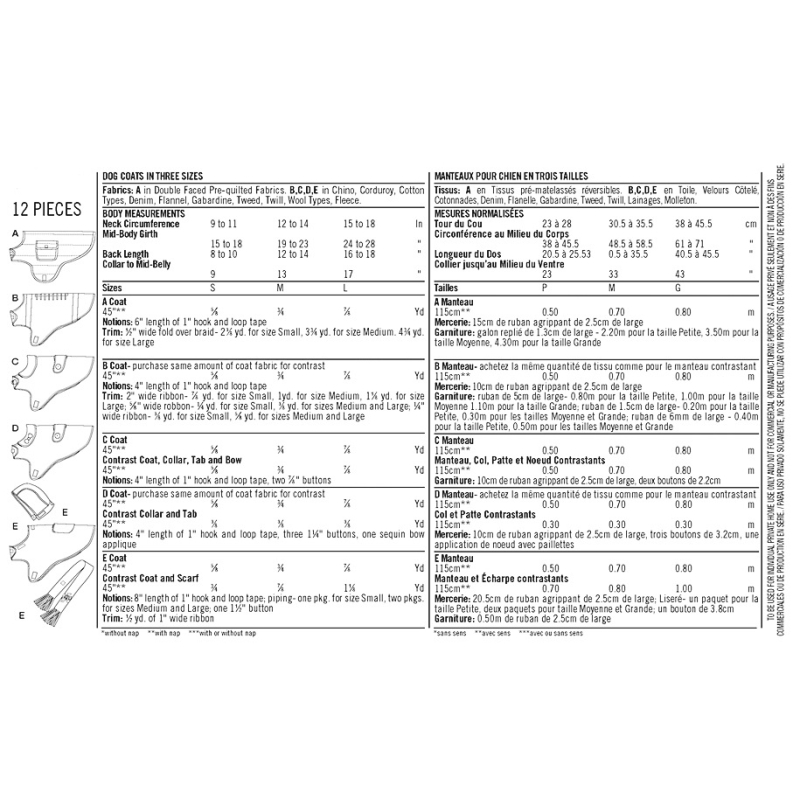 Patron Simplicity 1239.A - Vêtement chiens