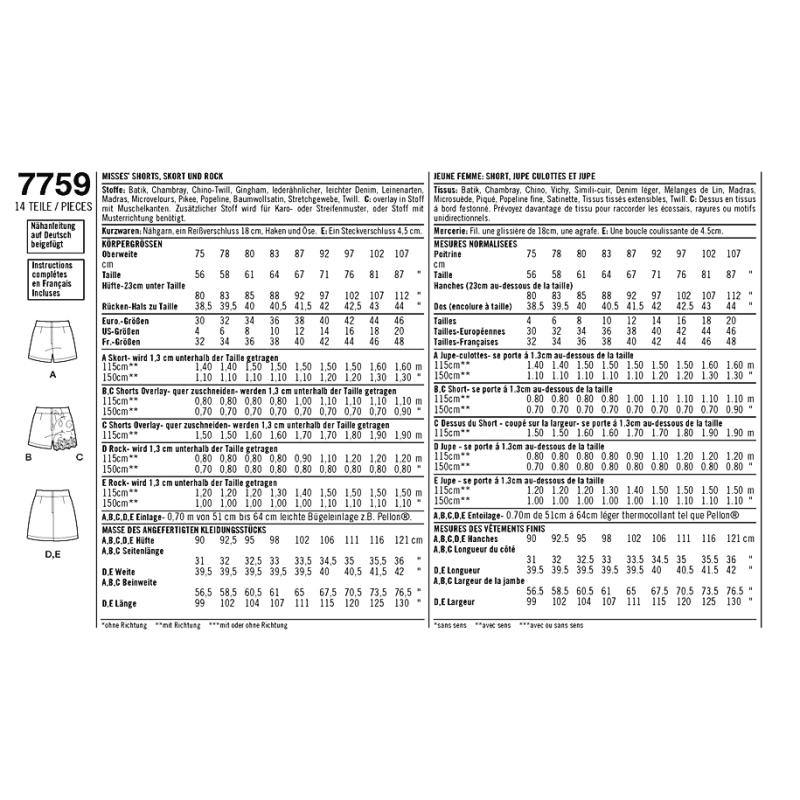 Patron Simplicity 1370.P5- Short jupette