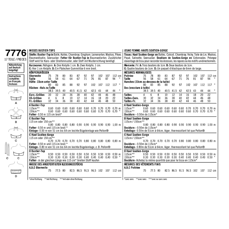 Patron Simplicity 1426.D5 - Soutien gorge vintage