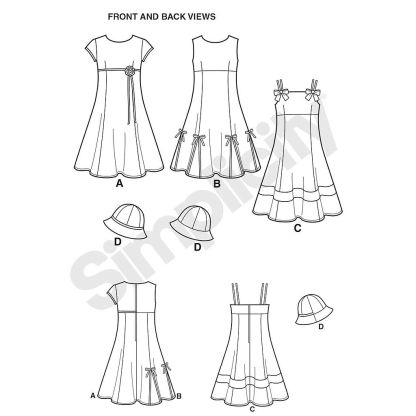 Patron Simplicity 1456.HH - Robe fille avec choix de corsages et chapeau 2