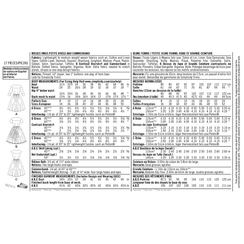 Patron Simplicity 1459.K5 - robe vintage