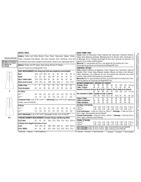 Patron Simplicity 1609.H5 - Robe droite