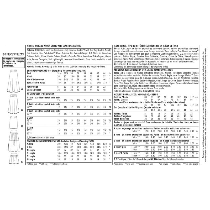 Patron Simplicity 1616.R5 - Jupe