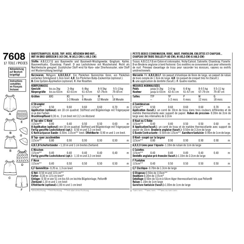 Patron Simplicity 1813.A - Ensemble bébé