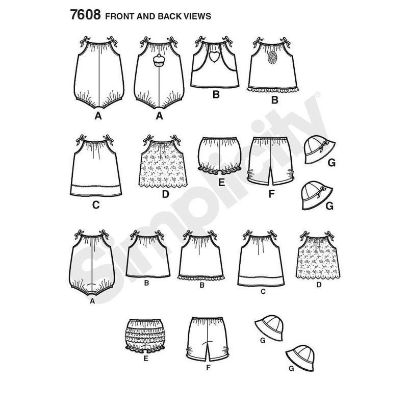 Patron Simplicity 1813.A - Ensemble bébé