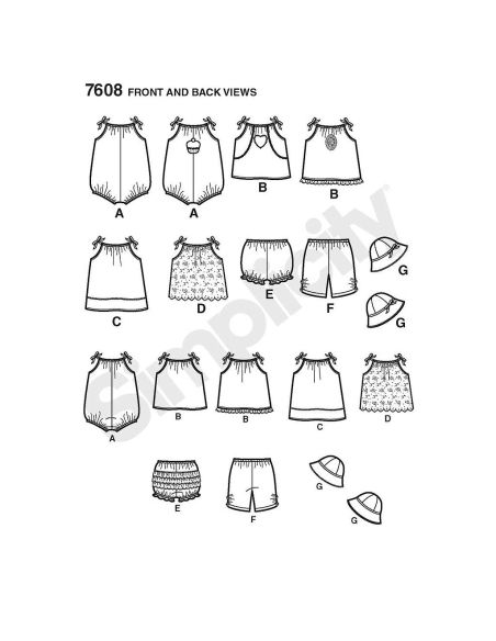 Patron Simplicity 1813.A - Ensemble bébé