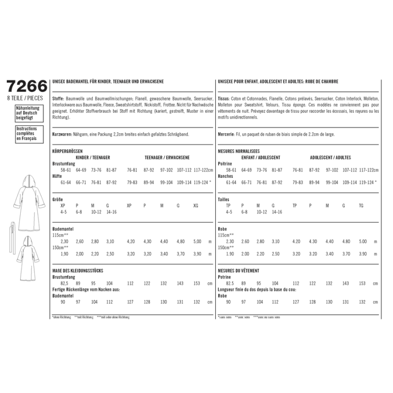 Patron Simplicity 3575.A - Robe de chambre adolescent et adulte