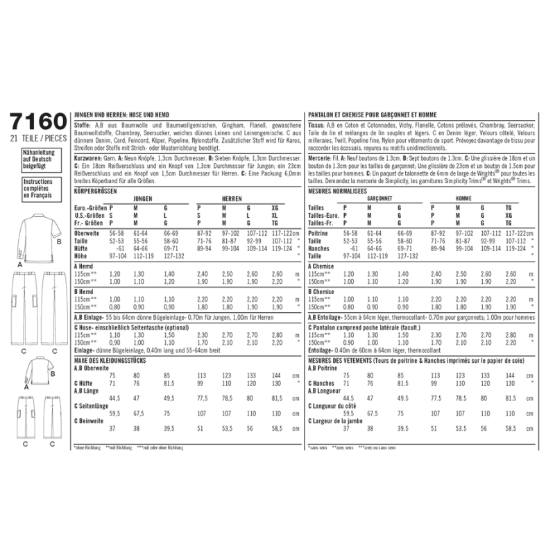 Patron Simplicity 4760.A - Pantalon et chemise