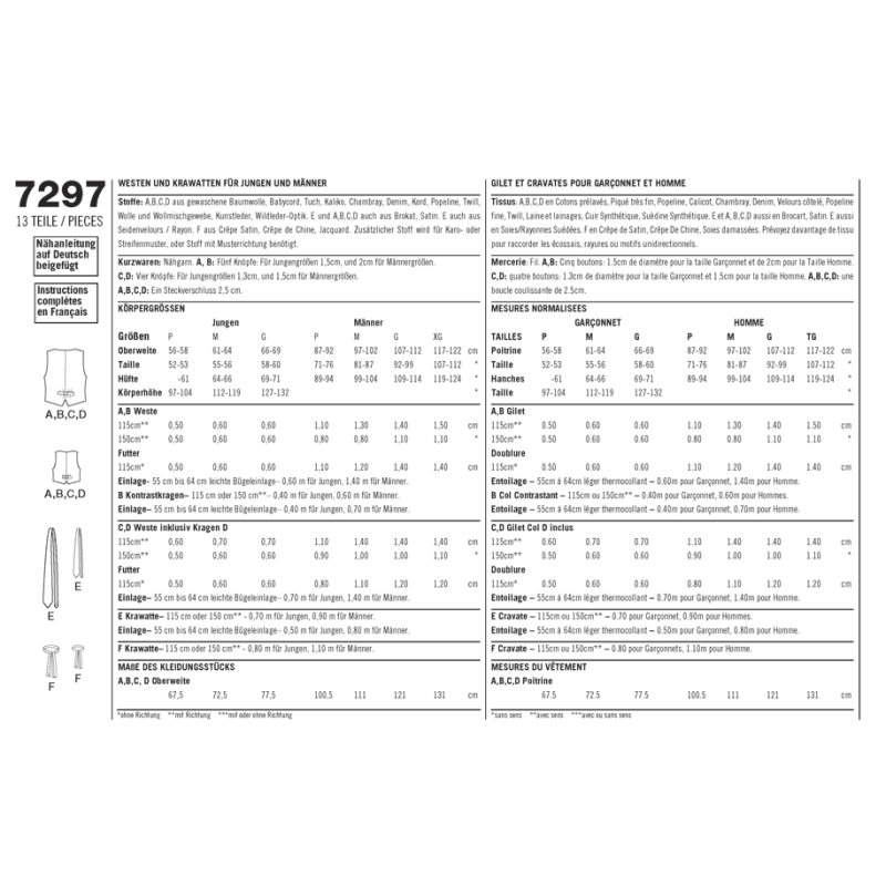 Patron Simplicity 4762.A - Gilet et cravate