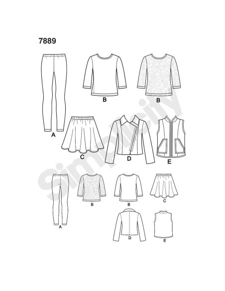 Patron Simplicity 8027.K5 - Ensemble fille et fillette