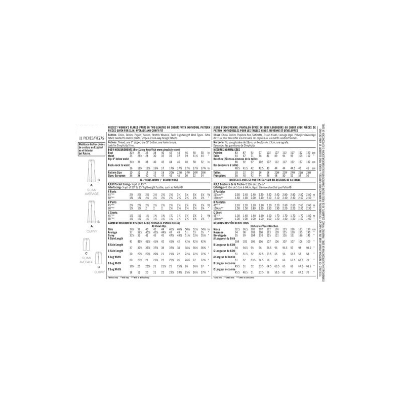 Patron Simplicity 8056.BB - Pantalon et short femme