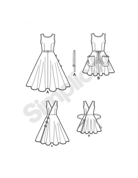 Patron Simplicity 8085.H5 - Robe vintage femme