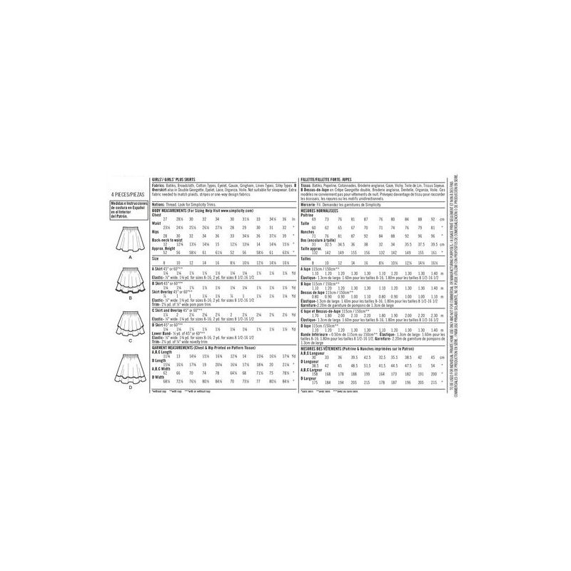 Patron Simplicity 8106.BB - Jupe enfant