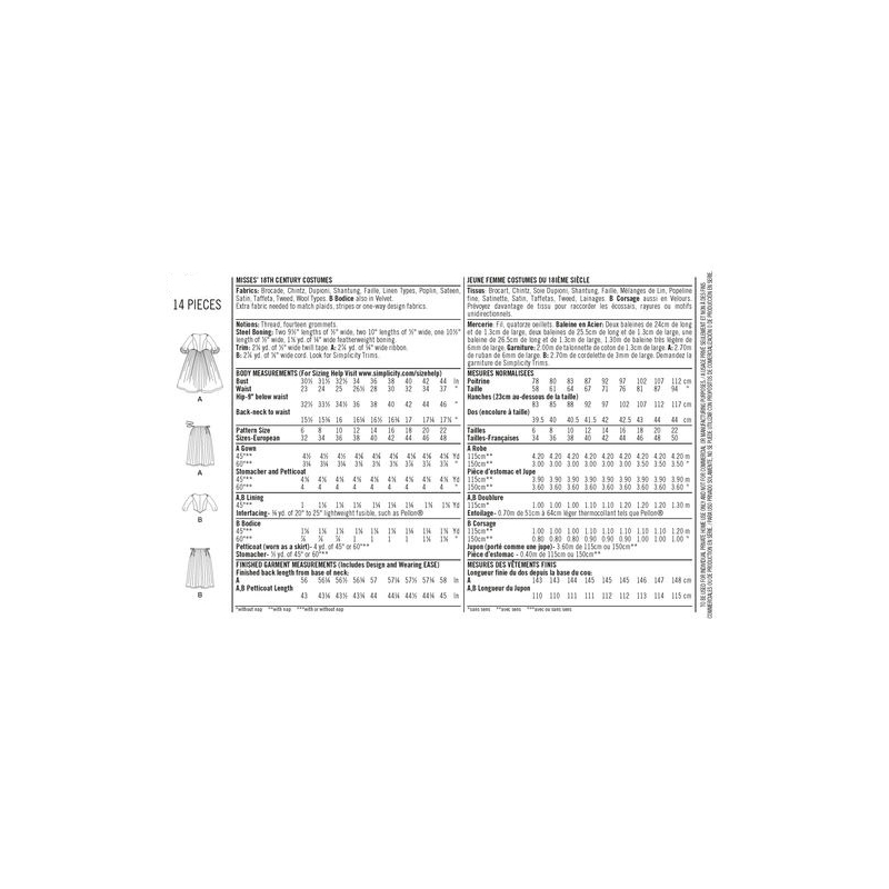 Patron Simplicity 8161.H5 - Déguisement femme