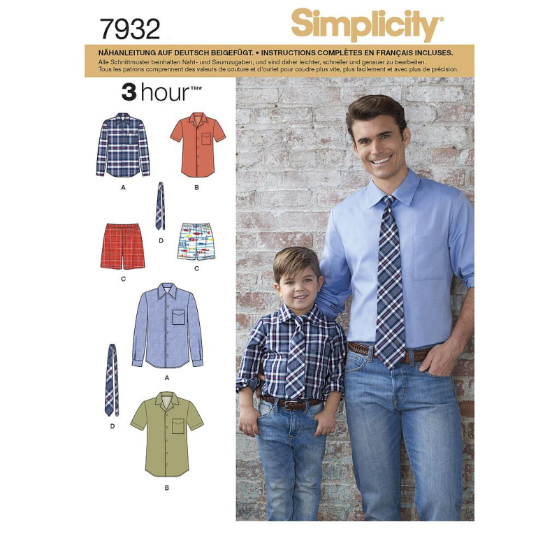 Patron Simplicity 8180.A - Chemise garçon et homme