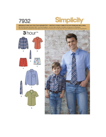 Patron Simplicity 8180.A - Chemise garçon et homme