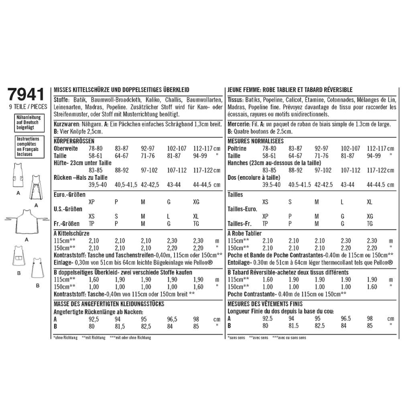 Patron Simplicity 8230.A - Robe tablier pour dames