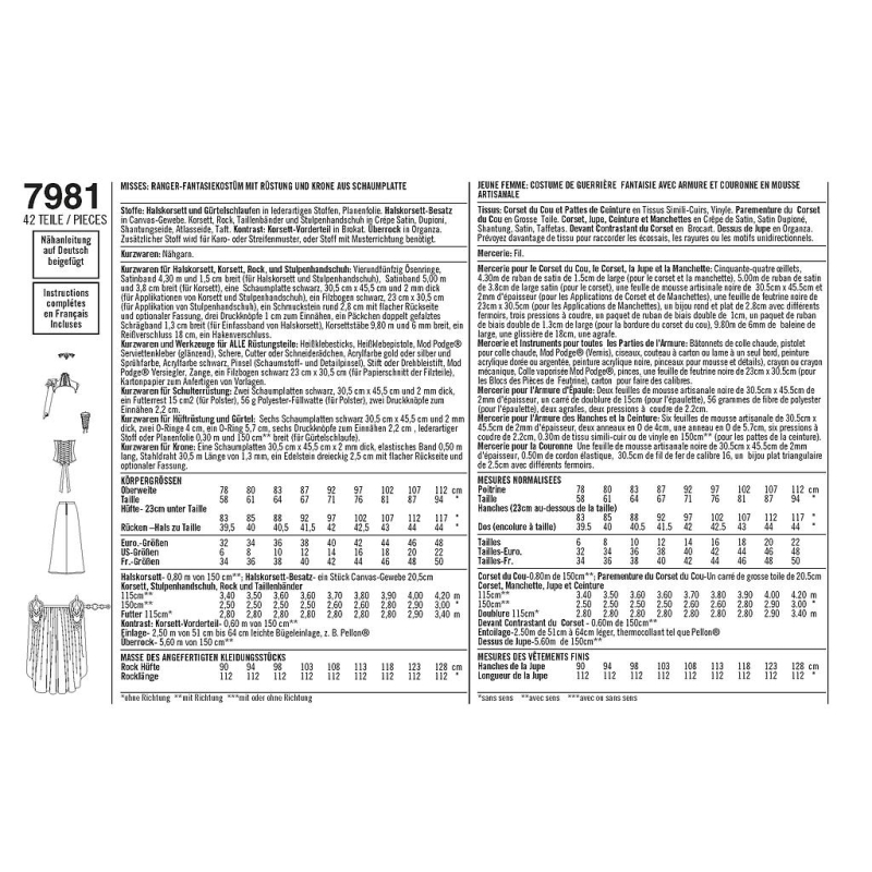 Patron Simplicity 8363.R5 - Costume de guerrière