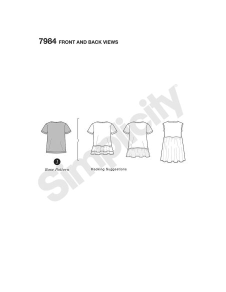 Patron Simplicity 8376.A - Tee-Shirt femme