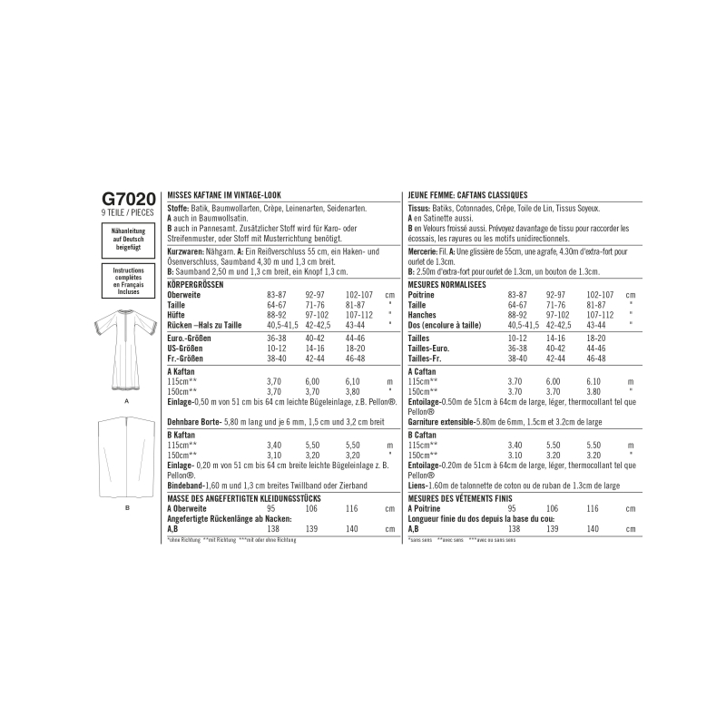 Patron Simplicity 8505.A - Caftan vintage