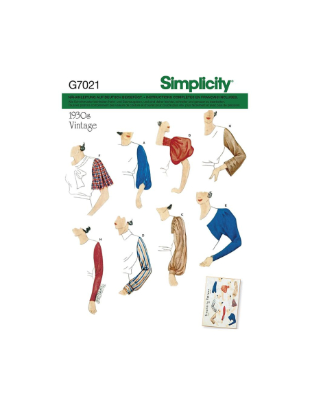 Patron Simplicity 8506.A - Ensemble de manches vintage