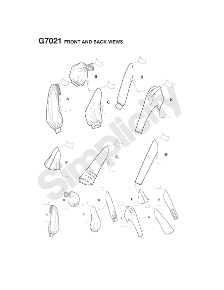 Patron Simplicity 8506.A - Ensemble de manches vintage