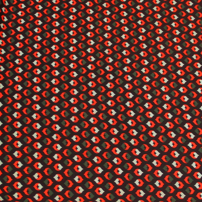 Javanaise imprimée - Motif orange & kaki fond marron