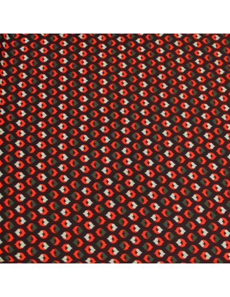 Javanaise imprimée - Motif orange & kaki fond marron