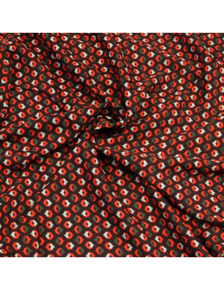 Javanaise imprimée - Motif orange & kaki fond marron