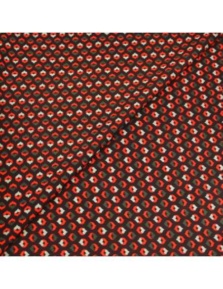 Javanaise imprimée - Motif orange & kaki fond marron