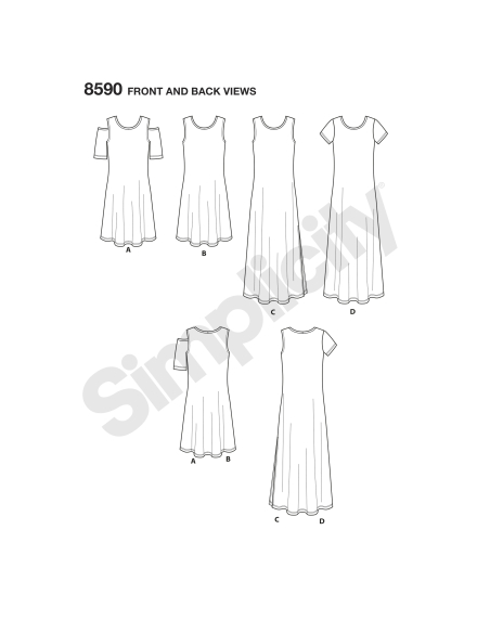 Patron Simplicity 8590.A - Robe pour femme du XL au 5XL