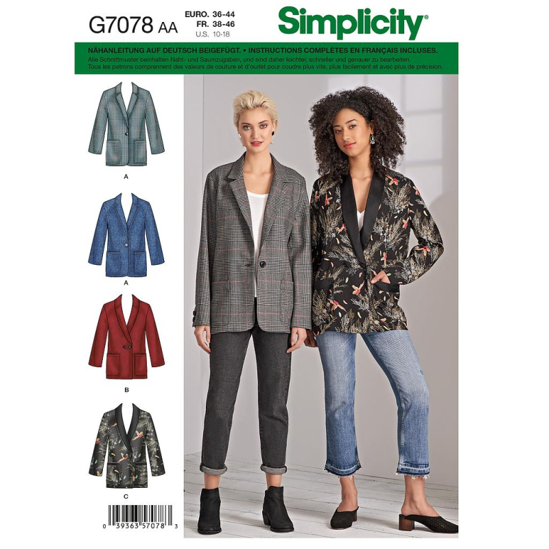 Patron Simplicity 8697.AA- Veste boutonnée pour femmes