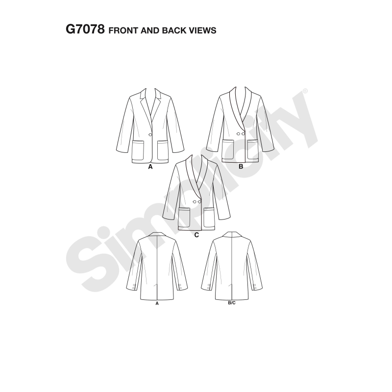Patron Simplicity 8697.BB - Veste boutonnée pour femmes