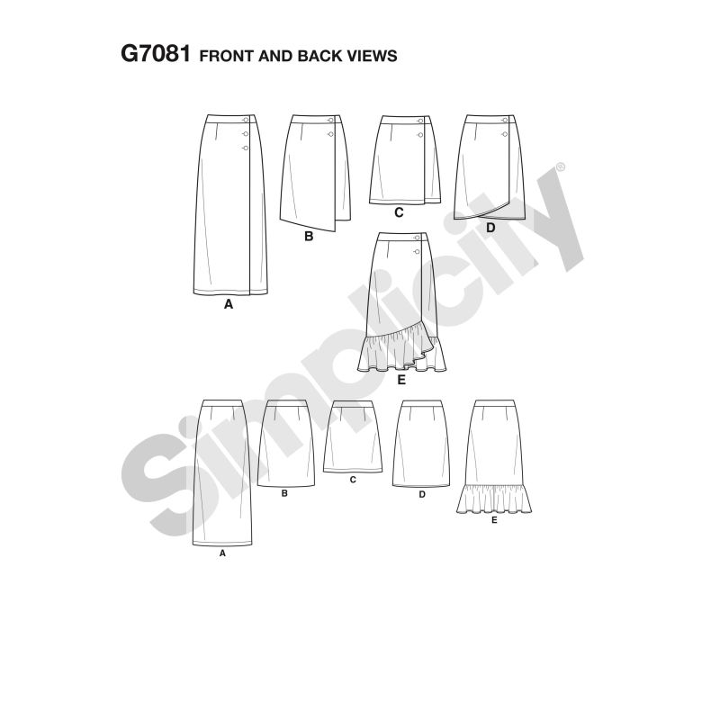 Patron Simplicity 8699.H5 - Jupes drapées à variation de longueurs pour femmes