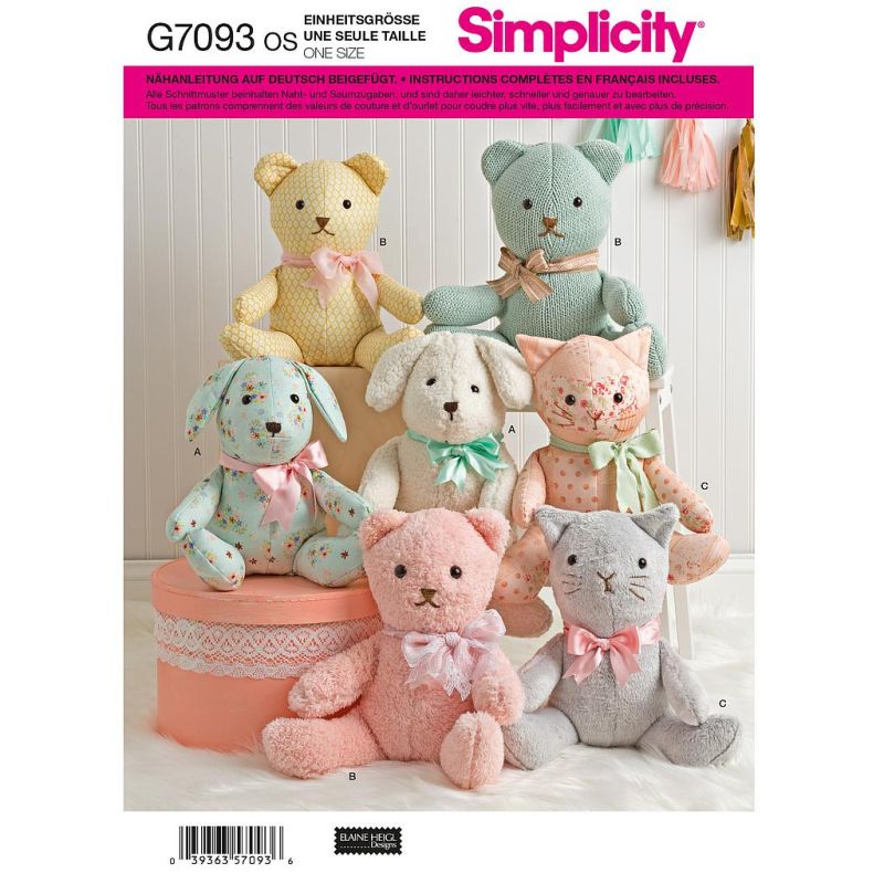 Patron Simplicity 8716.OS - Ours en peluche avec variation d'oreilles et de queue