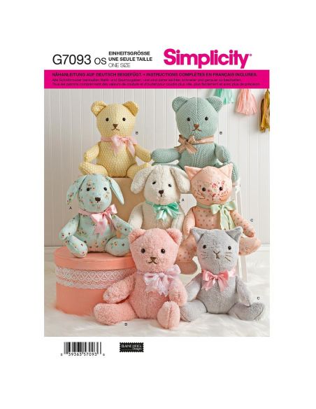 Patron Simplicity 8716.OS - Ours en peluche avec variation d'oreilles et de queue