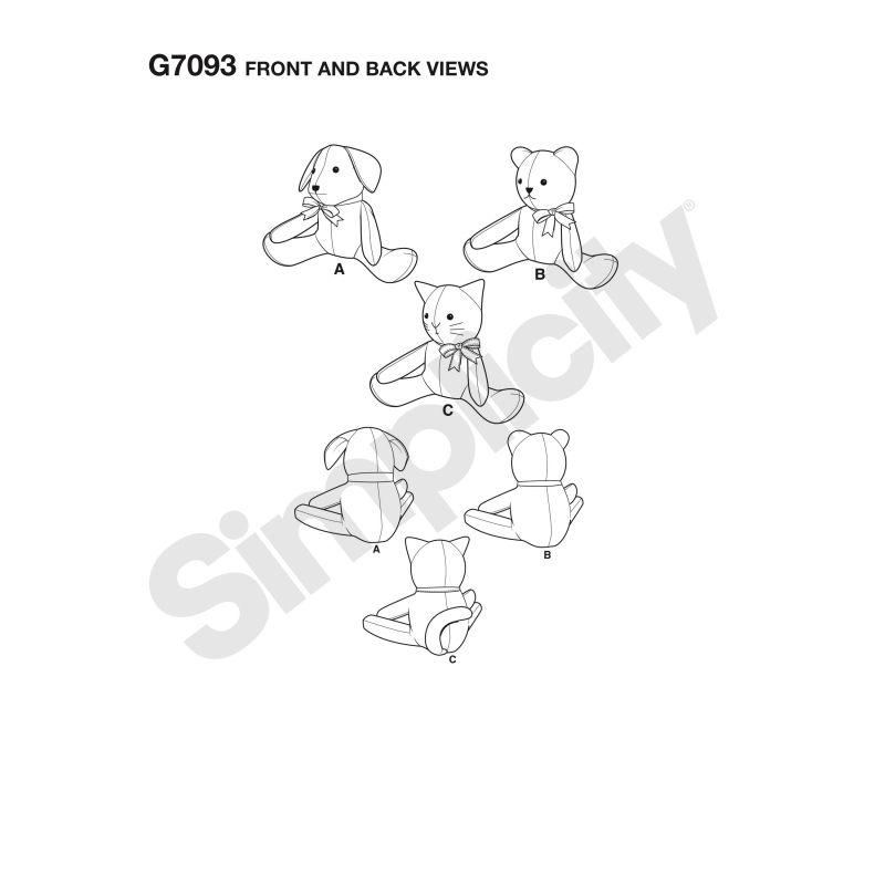 Patron Simplicity 8716.OS - Ours en peluche avec variation d'oreilles et de queue