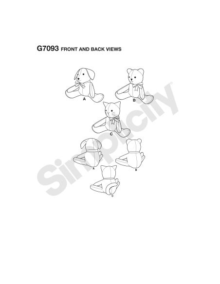 Patron Simplicity 8716.OS - Ours en peluche avec variation d'oreilles et de queue