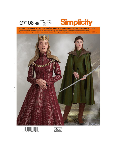 Patron Simplicity 8768.H5 - Déguisement cosplay pour femmes