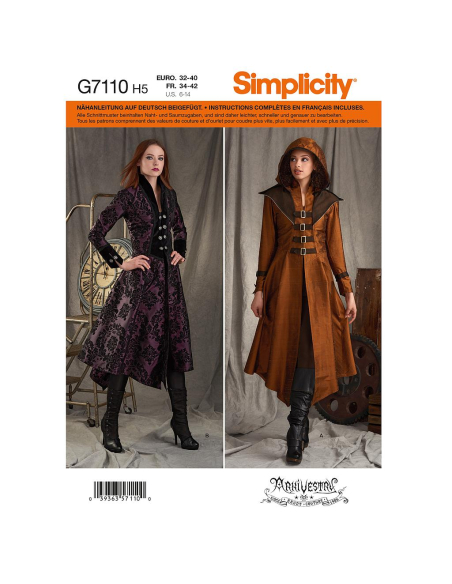Patron Simplicity 8769.H5 - Manteau Cosplay pour femmes